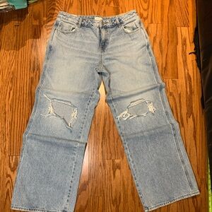 NWT PacSun low rise baggy jeans Light Blue Distressed  SIZE 30